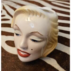 Vintage 90s Marilyn Monroe 3D Head Face Ceramic Cup/Mug Clay Art U.S.A.